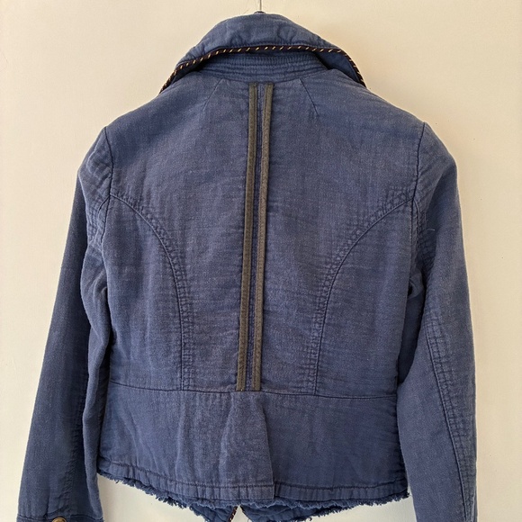 Free People Double-Faced Linen/Cotton Gauze Military Fitted Jacket XS - Picture 2 of 7